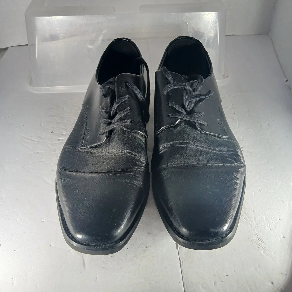 Calvin Klein Ramses Oxford Shoes 8 Black Leather Formal Business Dressy X1623